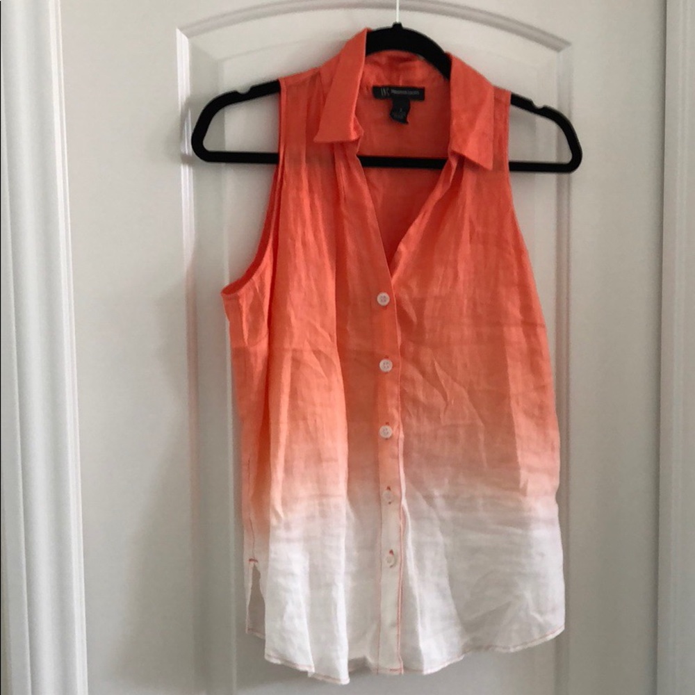 Brand new INC orange/white sleeveless blouse NWT
